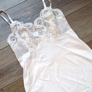 Vintage Van Raalte Lace Nylon Midi Slip Dress - Light Pink Adjustable‎ 32 Small